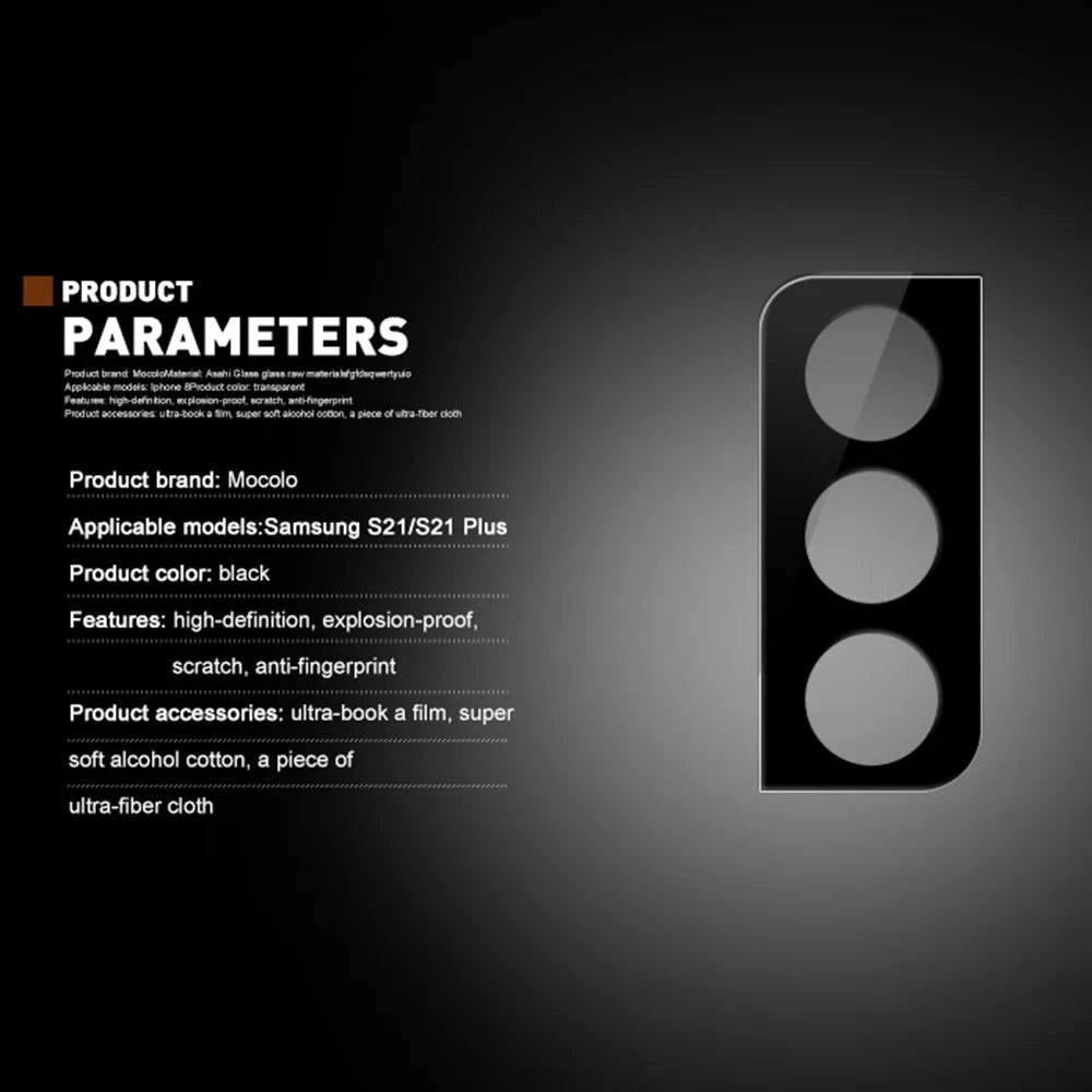 MOCOLO for Samsung Galaxy S21+ 5G Silk Printing 9H Anti-explosion Anti-scratch Full Glue Clear Tempered Glass Camera Lens Screen Protector - Black - 4