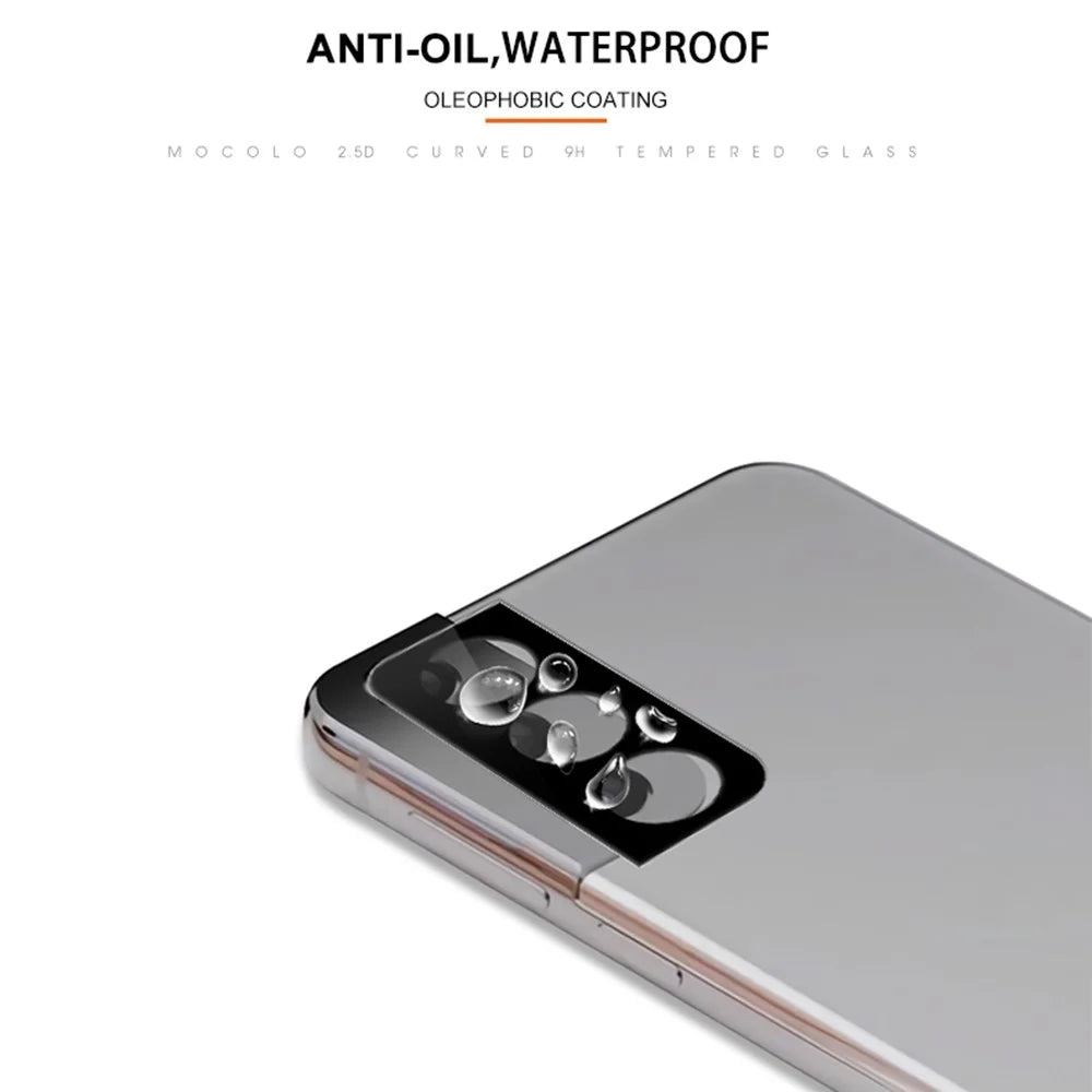 MOCOLO for Samsung Galaxy S21+ 5G Silk Printing 9H Anti-explosion Anti-scratch Full Glue Clear Tempered Glass Camera Lens Screen Protector - Black - 6