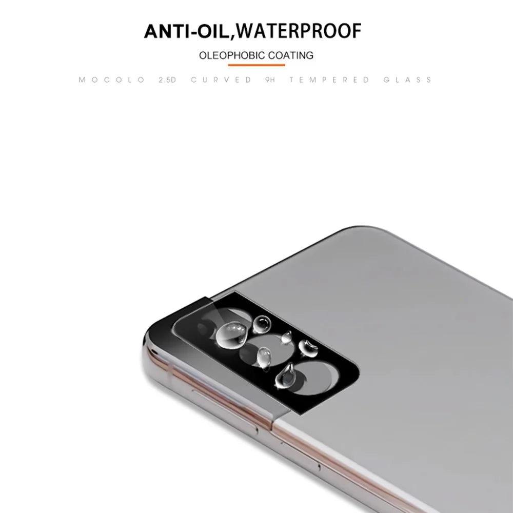 MOCOLO for Samsung Galaxy S21 4G/5G 9H Ultra Clear Silk Printing Anti-explosion Full Glue Clear Tempered Glass Camera Lens Screen Protector - Black - 6