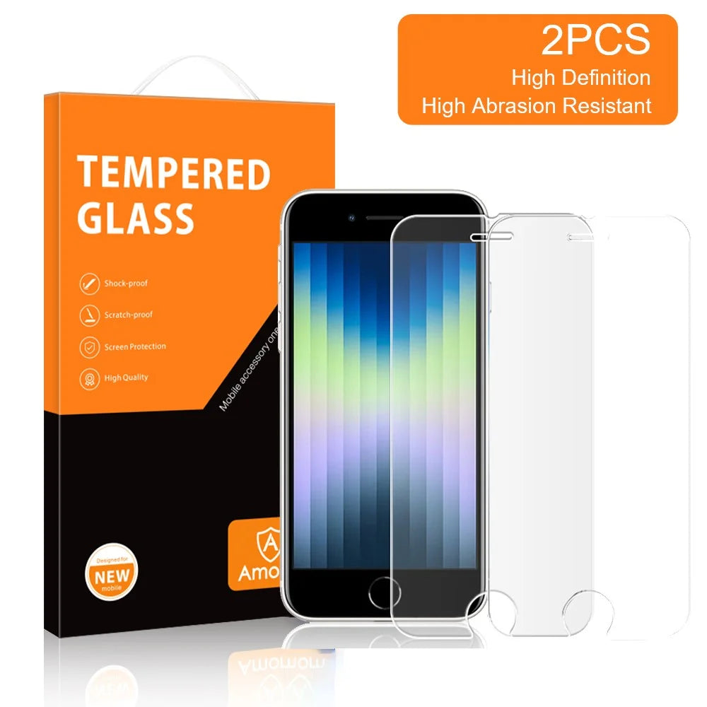 AMORUS 2Pcs/Pack Crystal Clear Screen Protector for iPhone 7 4.7 inch/8 4.7 inch/SE (2020)/(2022), HD Anti-fingerprint Full Glue Tempered Glass Film - 3