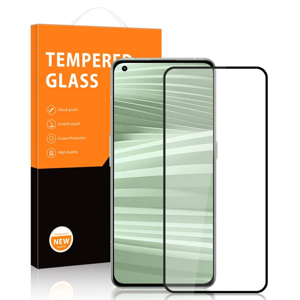 AMORUS for Realme GT2 Pro Silk Printing Full Glue Tempered Glass Screen Protector Black Edge Secondary Strengthening Screen Film - Black - 3