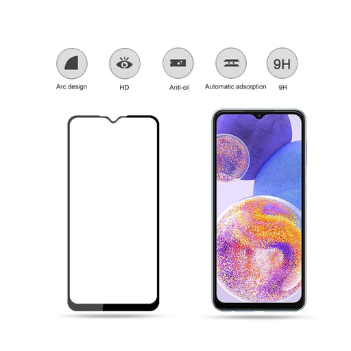 MOCOLO Anti-scratch Tempered Glass Cell Phone Screen Film for Samsung Galaxy A23 4G / 5G (Global Version), Full Covering HD Clear Secondary Hardening Anti-explosion Full Glue Screen Protector - Black - 2