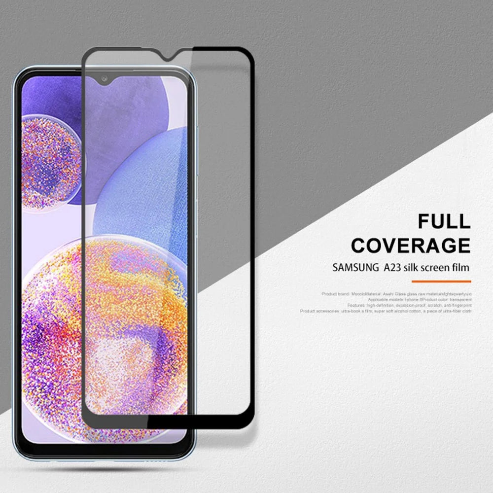 MOCOLO Anti-scratch Tempered Glass Cell Phone Screen Film for Samsung Galaxy A23 4G / 5G (Global Version), Full Covering HD Clear Secondary Hardening Anti-explosion Full Glue Screen Protector - Black - 3