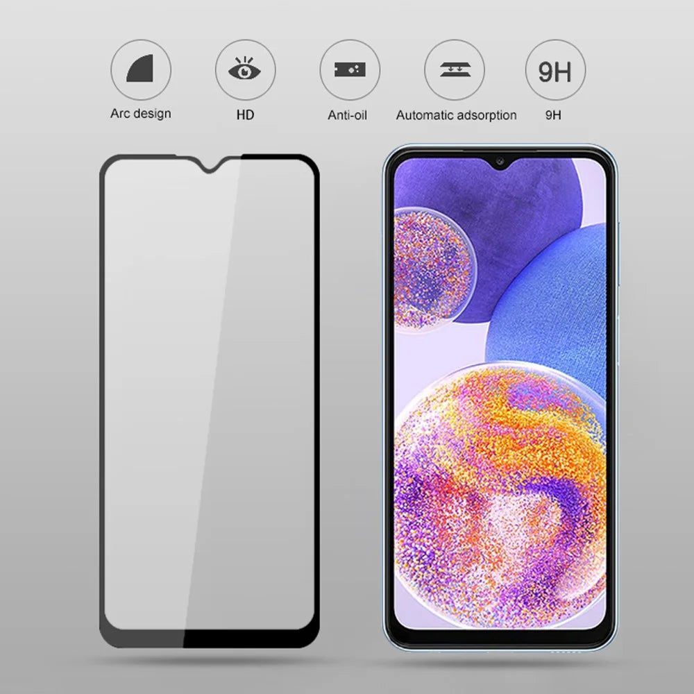 MOCOLO Anti-scratch Tempered Glass Cell Phone Screen Film for Samsung Galaxy A23 4G / 5G (Global Version), Full Covering HD Clear Secondary Hardening Anti-explosion Full Glue Screen Protector - Black - 4
