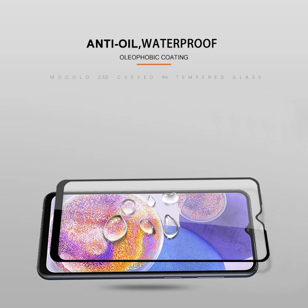 MOCOLO Anti-scratch Tempered Glass Cell Phone Screen Film for Samsung Galaxy A23 4G / 5G (Global Version), Full Covering HD Clear Secondary Hardening Anti-explosion Full Glue Screen Protector - Black - 6