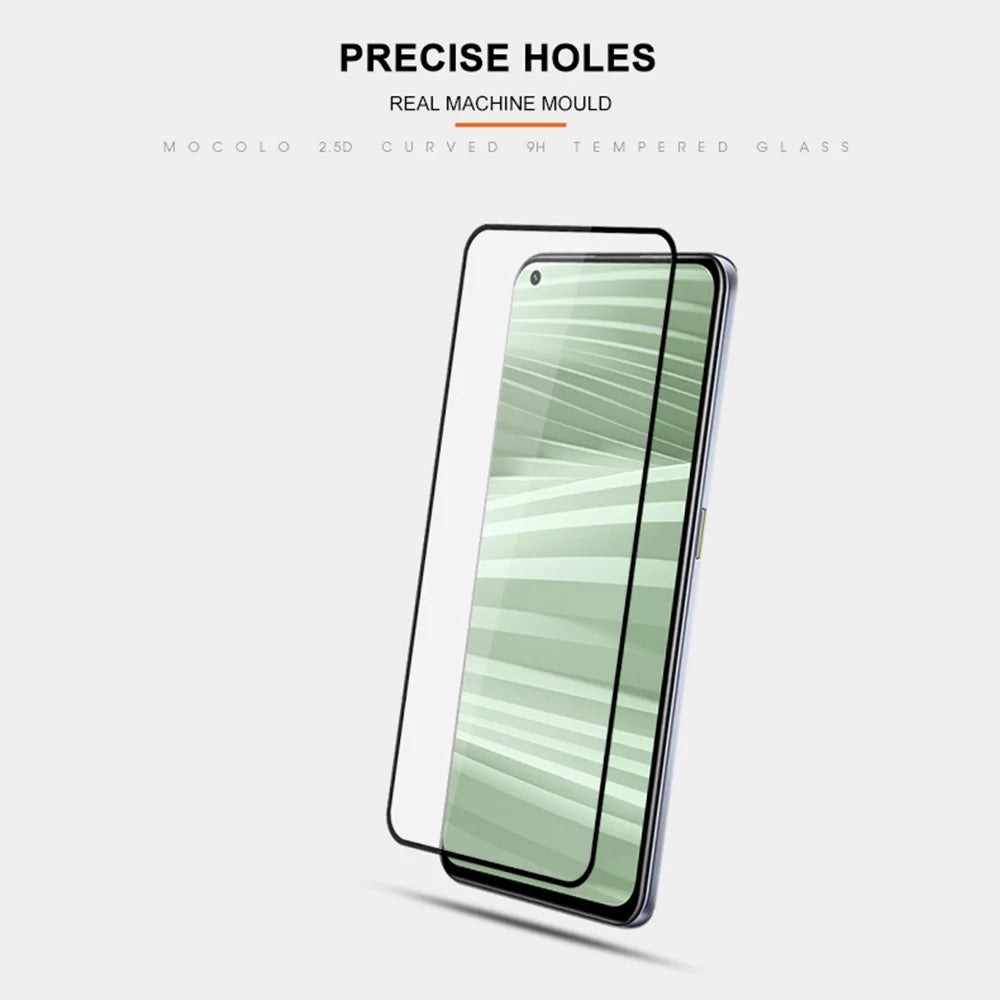 MOCOLO For Realme GT2 Pro Silk Printing Tempered Glass Phone Screen Film Full Covering HD Clear Secondary Hardening Anti-explosion Full Glue Screen Protector - Black - 5