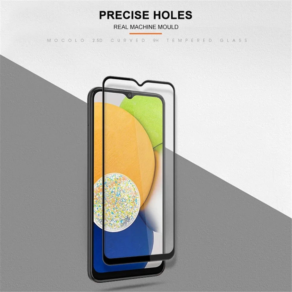 MOCOLO Screen Protector for Samsung Galaxy A03 (164.2mm), Full Cover Full Glue Secondary Hardening Clear Silk Printing Tempered Glass - Black - 2