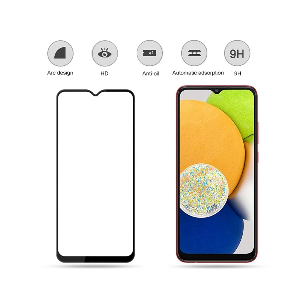 MOCOLO Screen Protector for Samsung Galaxy A03 (164.2mm), Full Cover Full Glue Secondary Hardening Clear Silk Printing Tempered Glass - Black - 4