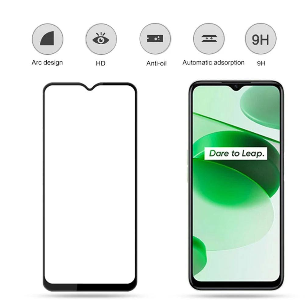 MOCOLO For Realme C35 Tempered Glass Film Anti-explosion Secondary Strengthening Full Glue Full Screen Protector - Black - 2