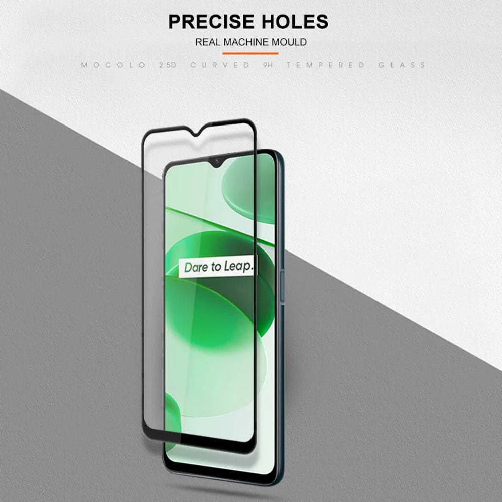 MOCOLO For Realme C35 Tempered Glass Film Anti-explosion Secondary Strengthening Full Glue Full Screen Protector - Black - 3