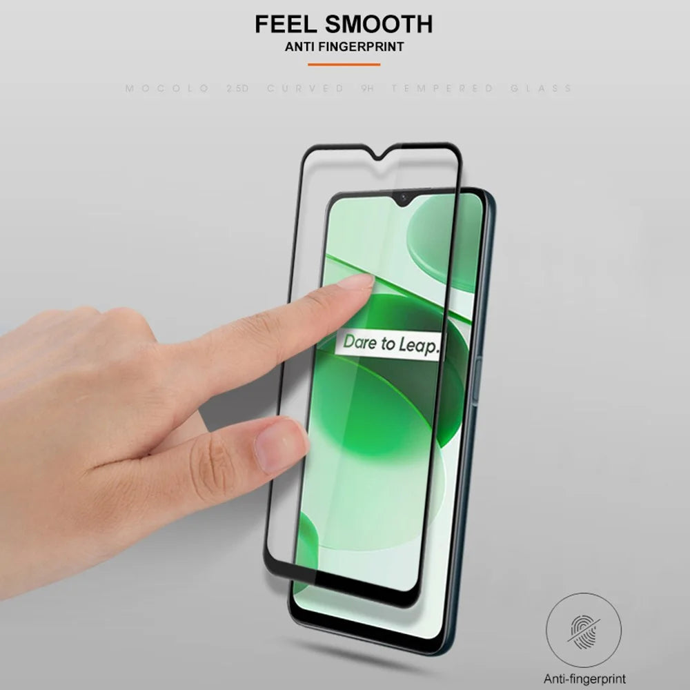 MOCOLO For Realme C35 Tempered Glass Film Anti-explosion Secondary Strengthening Full Glue Full Screen Protector - Black - 5