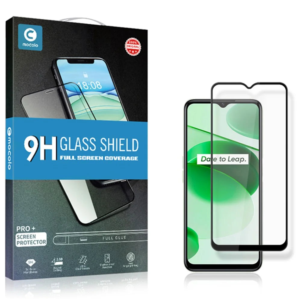 MOCOLO For Realme C35 Tempered Glass Film Anti-explosion Secondary Strengthening Full Glue Full Screen Protector - Black - 7