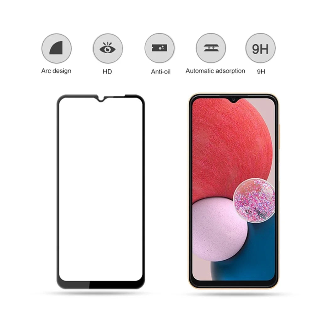 MOCOLO Solid Defense Screen Protector for Samsung Galaxy A13 4G, Silk Printing HD Tempered Glass Full Glue Full Cover Film - Black - 2