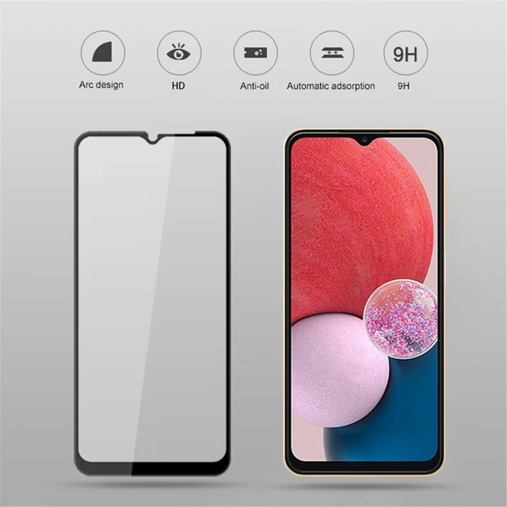 MOCOLO Solid Defense Screen Protector for Samsung Galaxy A13 4G, Silk Printing HD Tempered Glass Full Glue Full Cover Film - Black - 6