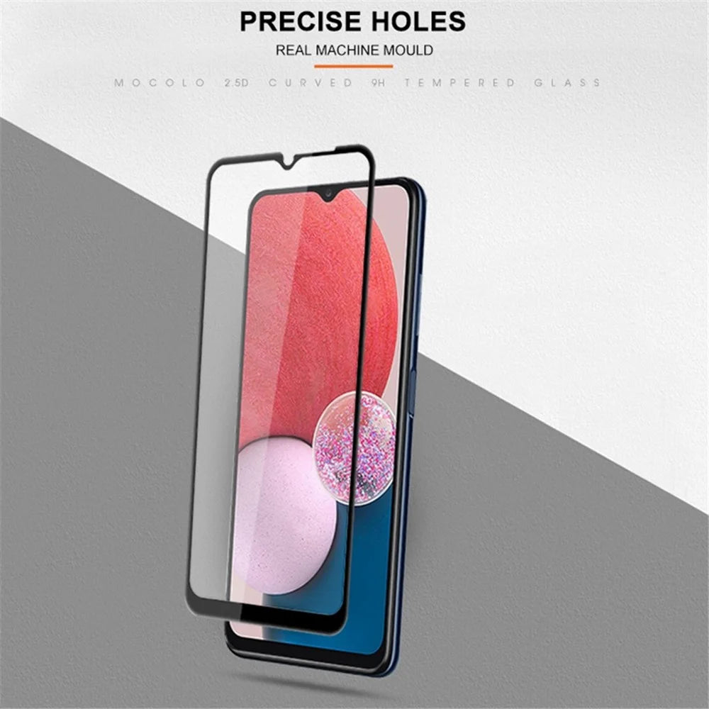 MOCOLO Solid Defense Screen Protector for Samsung Galaxy A13 4G, Silk Printing HD Tempered Glass Full Glue Full Cover Film - Black - 7
