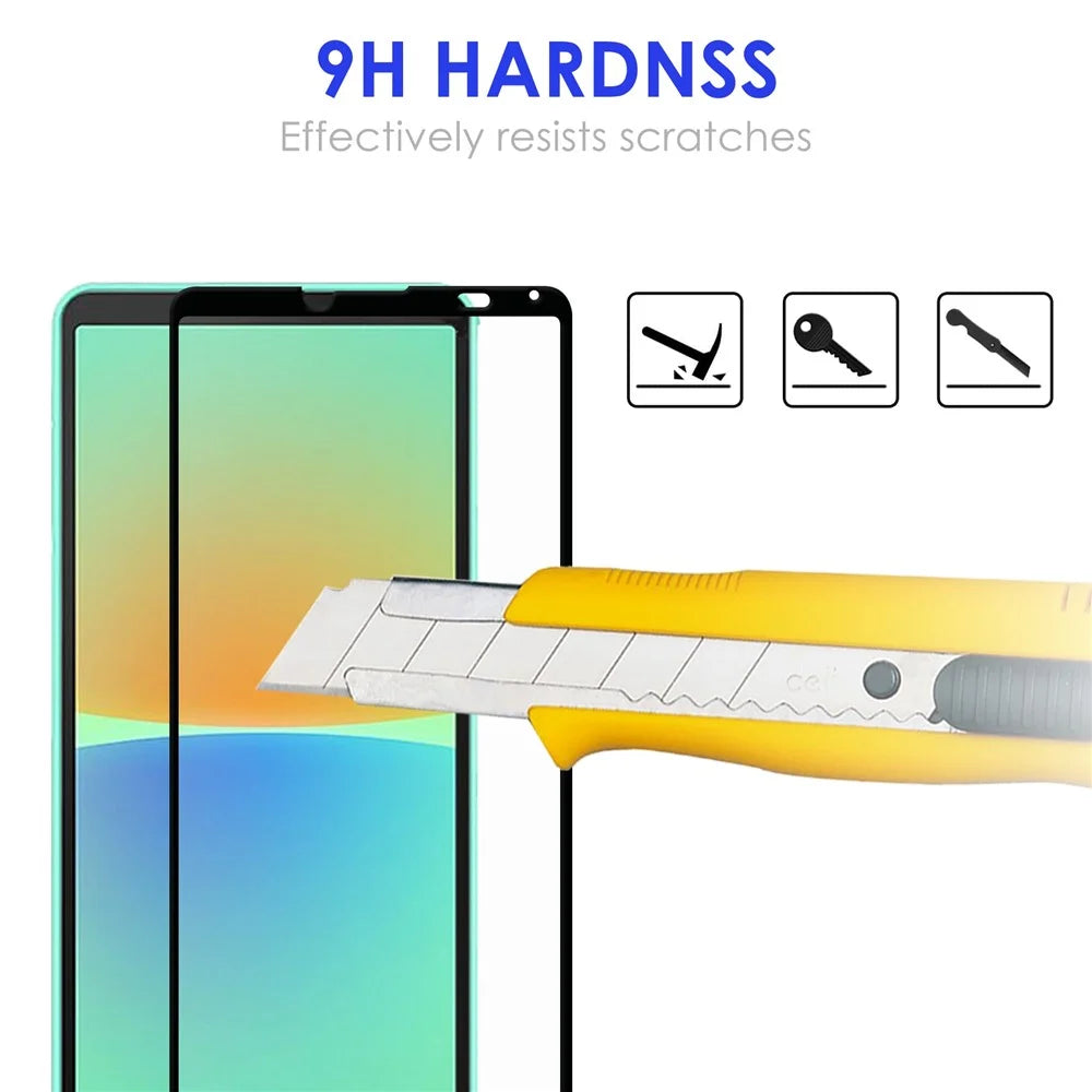 For Sony Xperia 10 IV Bubble-free Black Edge Ultra Clear Durable AGC Glass Full Coverage Full Glue Tempered Glass Screen Protector - 5