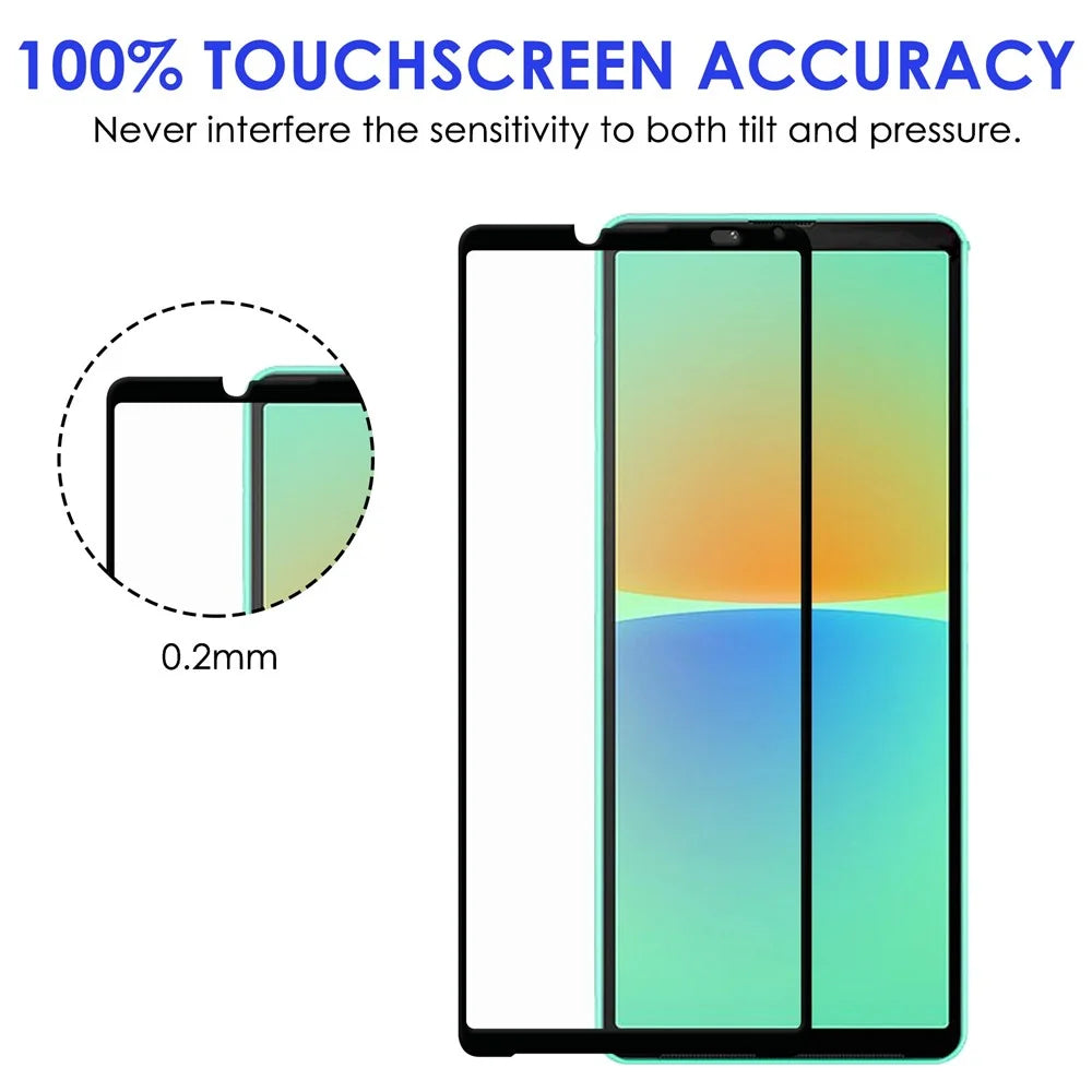 For Sony Xperia 10 IV Bubble-free Black Edge Ultra Clear Durable AGC Glass Full Coverage Full Glue Tempered Glass Screen Protector - 7