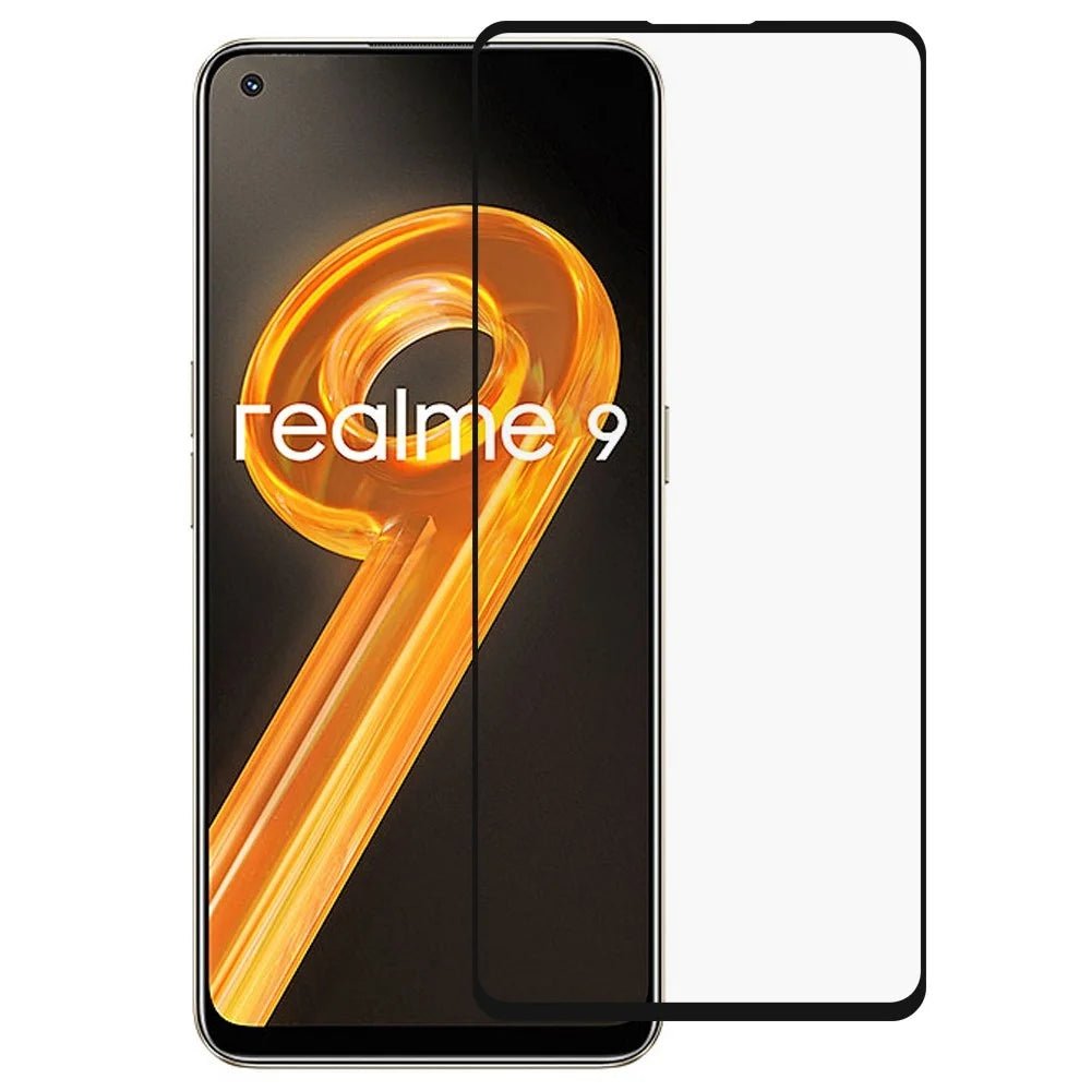 For Realme 9 Anti-shock Full Covering Full Glue Phone Screen Protector Silk Printing Tempered Glass Film - 1