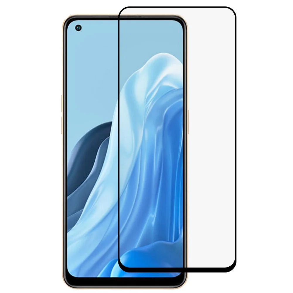 For Oppo Reno7 4G Silk Printing Tempered Glass Film HD Clarity Full Coverage Scratch Resistant Full Glue Screen Protector - 1