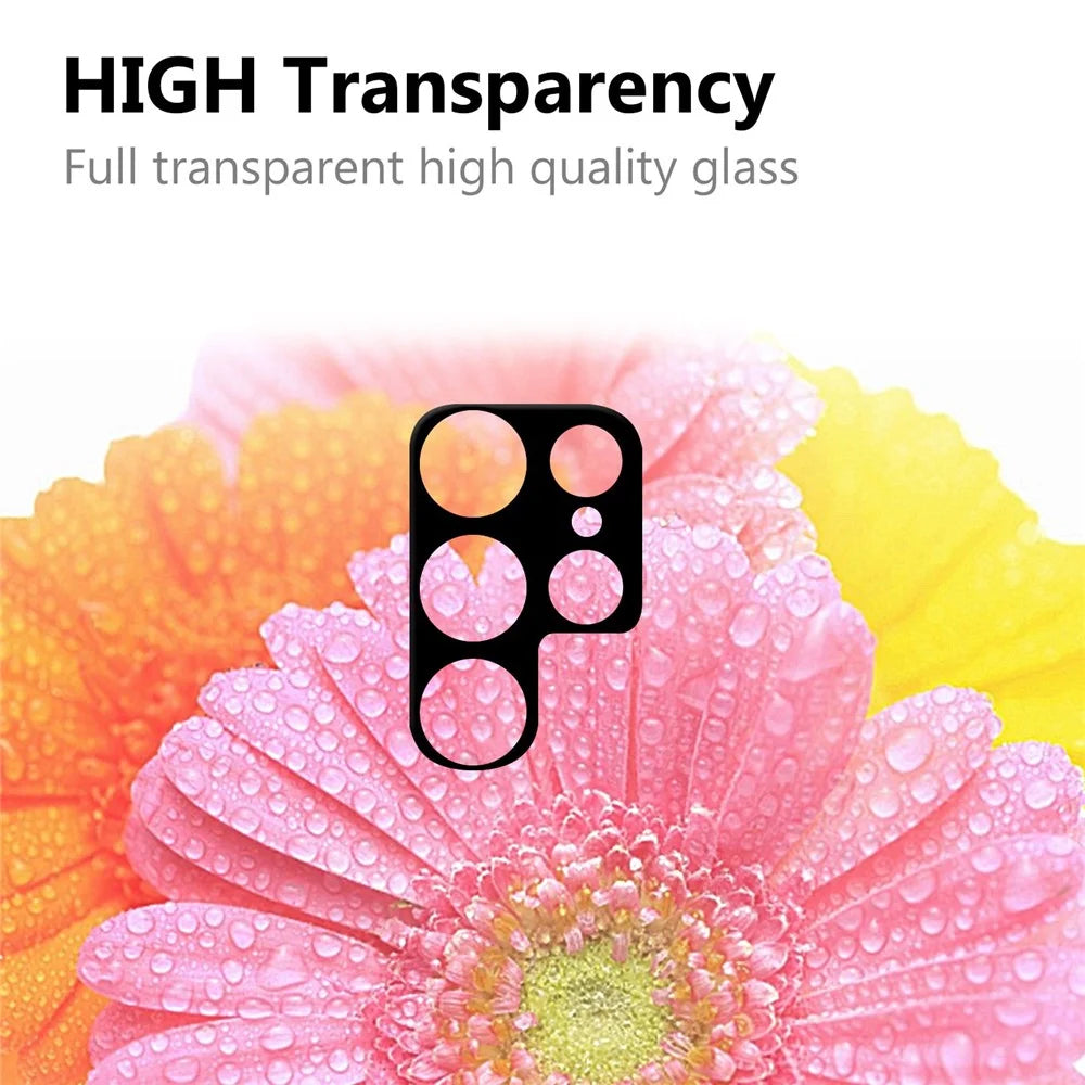 For Samsung Galaxy S22 Ultra 5G Camera Lens Protector Black Edge AGC Tempered Glass HD Clear Anti-Scratch Film - 4