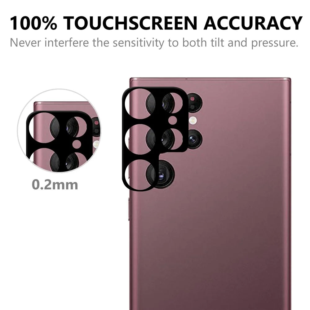 For Samsung Galaxy S22 Ultra 5G Camera Lens Protector Black Edge AGC Tempered Glass HD Clear Anti-Scratch Film - 5