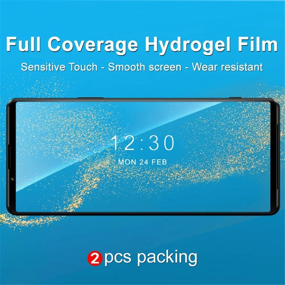 IMAK for Sony Xperia 1 IV 2Pcs/Set Hydrogel Film III Screen Protector Full Coverage Protection Transparent Flexible TPU Anti-fingerprint Hydrogel Film - 3