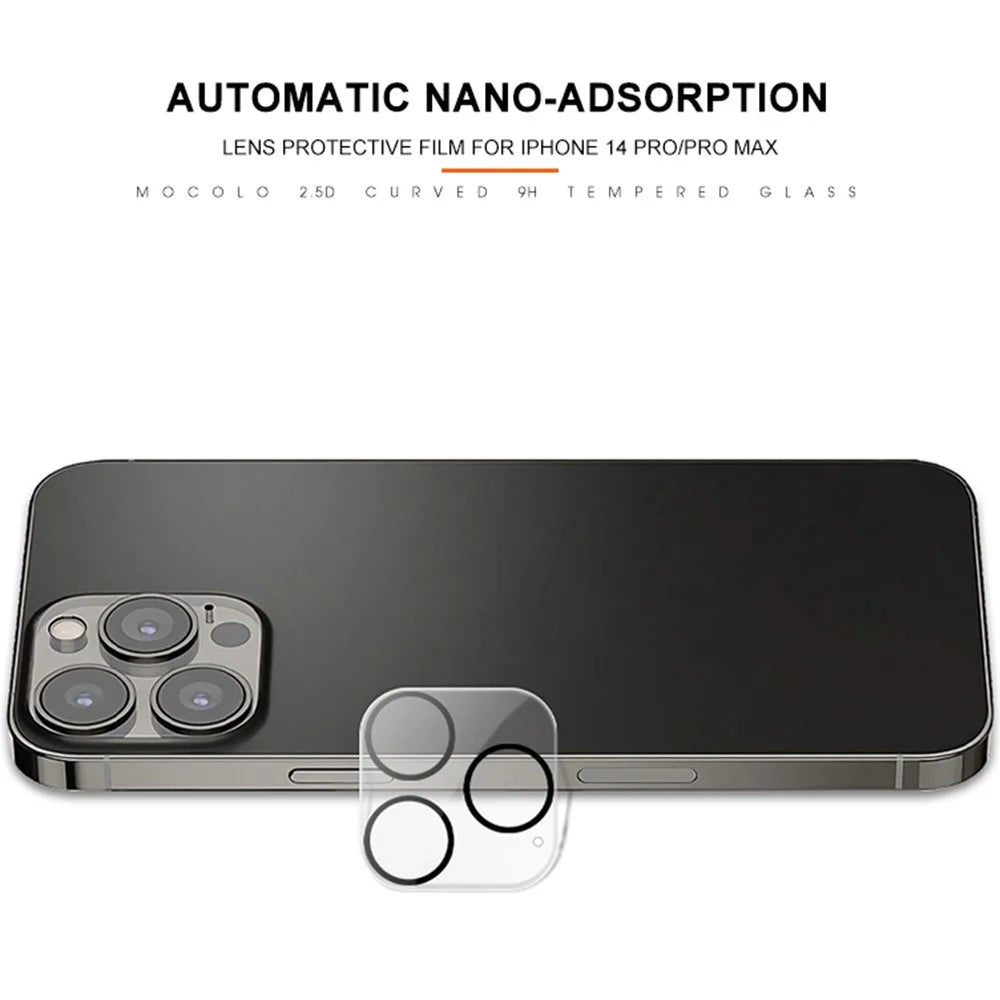 MOCOLO for iPhone 14 Pro Max 6.7 inch Silk Printing Camera Lens Screen Protector Clear Tempered Glass 9H Hardness Anti-explosion Film with Black Night Circle - 4