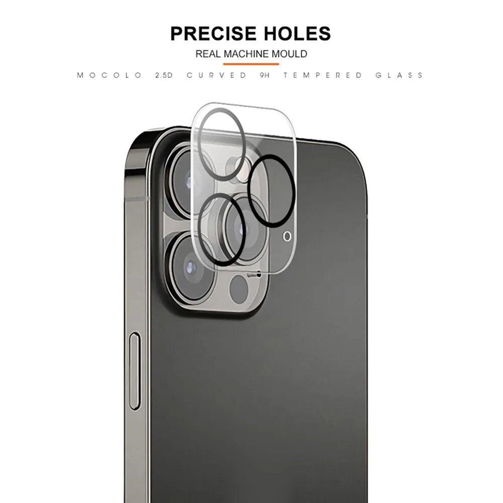 MOCOLO for iPhone 14 Pro Max 6.7 inch Silk Printing Camera Lens Screen Protector Clear Tempered Glass 9H Hardness Anti-explosion Film with Black Night Circle - 6