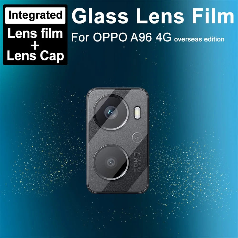 IMAK for Oppo A96 4G Oil-resistant Tempered Glass HD Camera Lens Film + Acrylic Lens Cap - 2