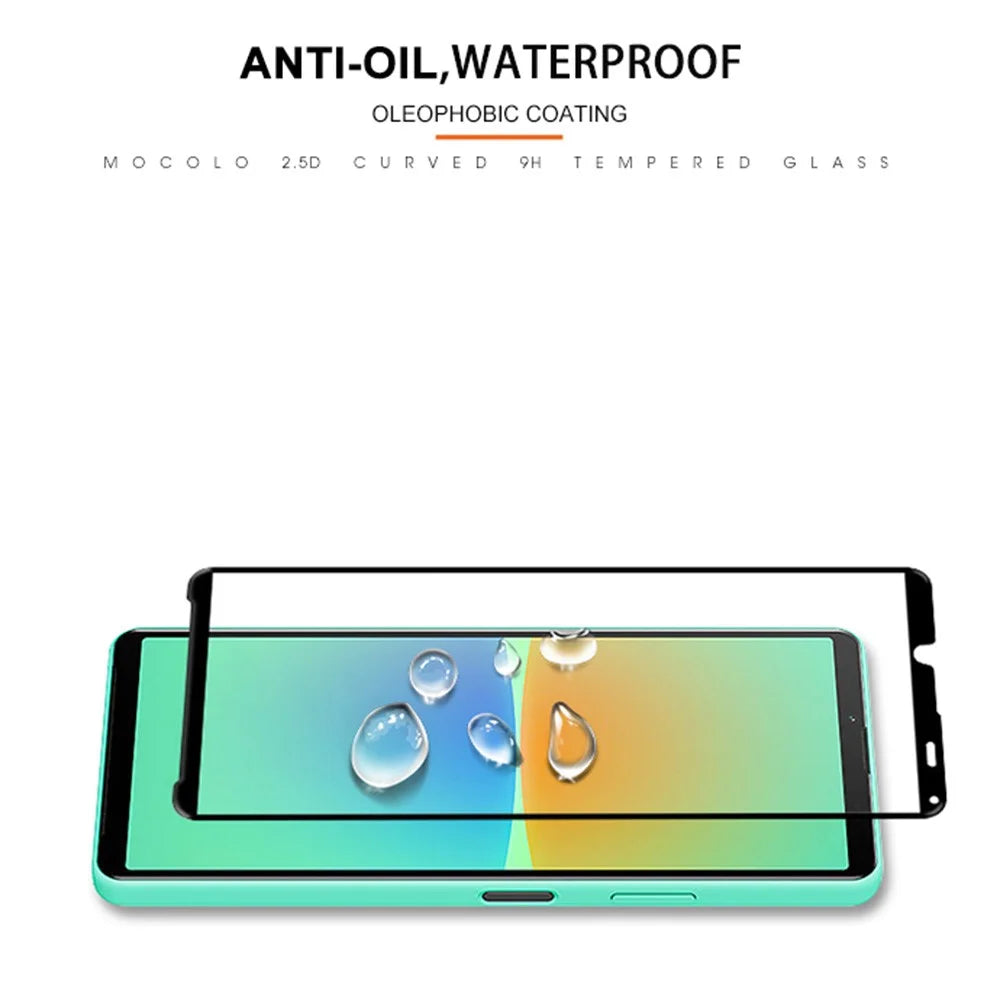 MOCOLO Full Glue Silk Printing Full Screen Protector for Sony Xperia 10 IV, Anti-Explosion Secondary Hardening Ultra Clear Tempered Glass Film - Black - 5