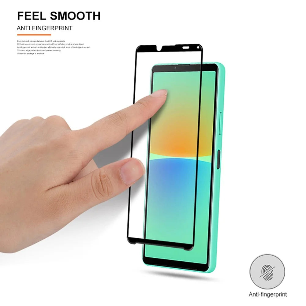 MOCOLO Full Glue Silk Printing Full Screen Protector for Sony Xperia 10 IV, Anti-Explosion Secondary Hardening Ultra Clear Tempered Glass Film - Black - 7