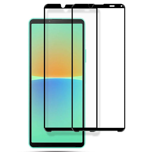 AMORUS 2Pcs/Pack for Sony Xperia 10 IV HD Anti-scratch Secondary Strengthening Full Glue Silk Printing Black Edge Tempered Glass Screen Protector - 1
