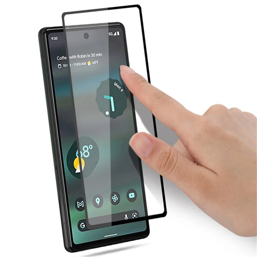 AMORUS for Google Pixel 6a Anti-oil Silk Printing Full Glue Secondary Strengthening Protective Film Black Edge Tempered Glass Screen Protector - 2