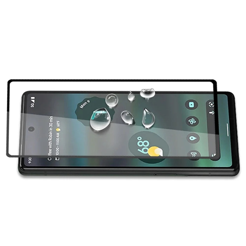 AMORUS for Google Pixel 6a Anti-oil Silk Printing Full Glue Secondary Strengthening Protective Film Black Edge Tempered Glass Screen Protector - 3