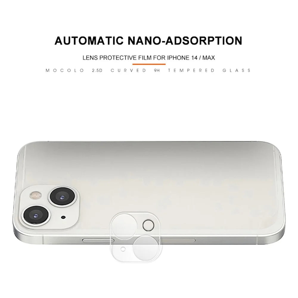 MOCOLO for iPhone 14 6.1 inch Silk Printing 9H Wear-resistant Waterproof Tempered Glass Back Camera Lens Protector - Transparent - 3
