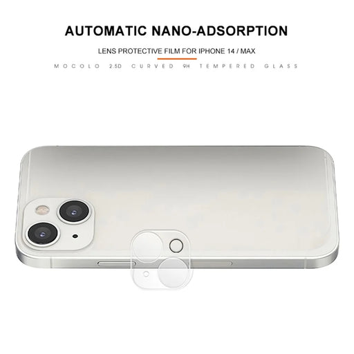 MOCOLO for iPhone 14 Plus 6.7 inch Anti-scratch Silk Printing 9H Explosion-proof Tempered Glass Back Camera Lens Protector - Transparent - 2