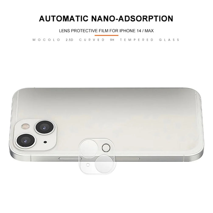 MOCOLO for iPhone 14 Plus 6.7 inch Anti-scratch Silk Printing 9H Explosion-proof Tempered Glass Back Camera Lens Protector - Transparent - 2