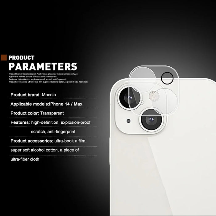 MOCOLO for iPhone 14 Plus 6.7 inch Anti-scratch Silk Printing 9H Explosion-proof Tempered Glass Back Camera Lens Protector - Transparent - 3