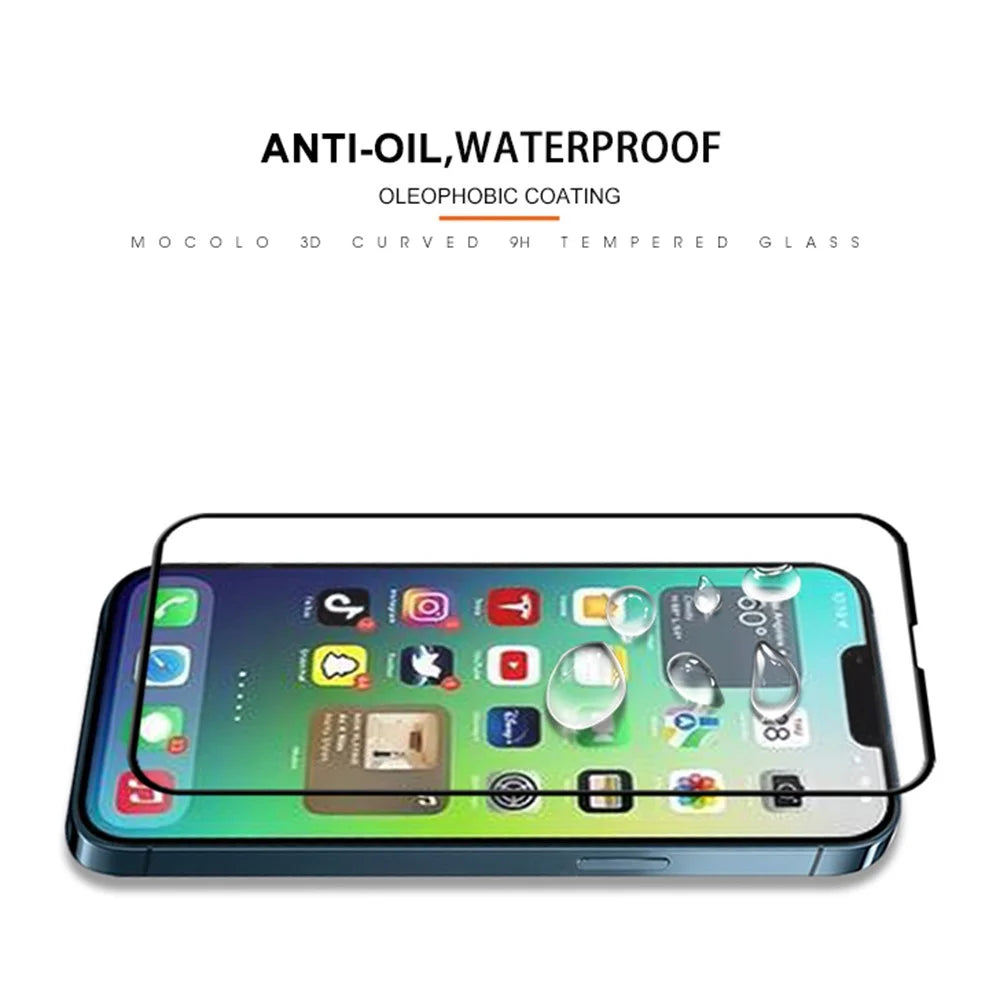 MOCOLO 3D Curved Edges Screen Protector for iPhone 14 6.1 inch Wear-resistant Full Coverage HD Tempered Glass Film Full Glue - Black - 5