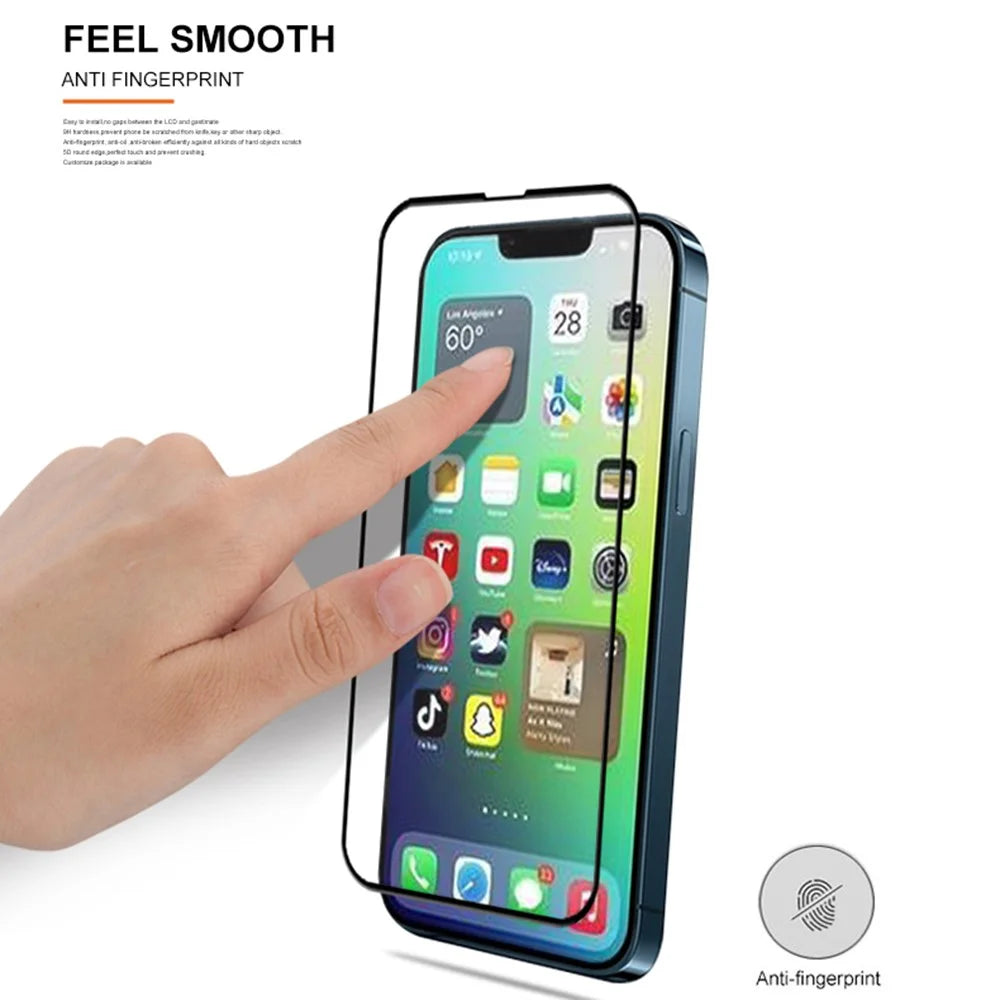 MOCOLO 3D Curved Edges Screen Protector for iPhone 14 6.1 inch Wear-resistant Full Coverage HD Tempered Glass Film Full Glue - Black - 7
