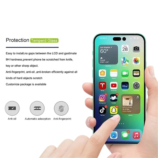 MOCOLO for iPhone 14 Pro 6.1 inch Anti-explosion Anti-wear 3D Curved Edges Screen Protector Full Covering HD Tempered Glass Film Full Glue - Black - 2