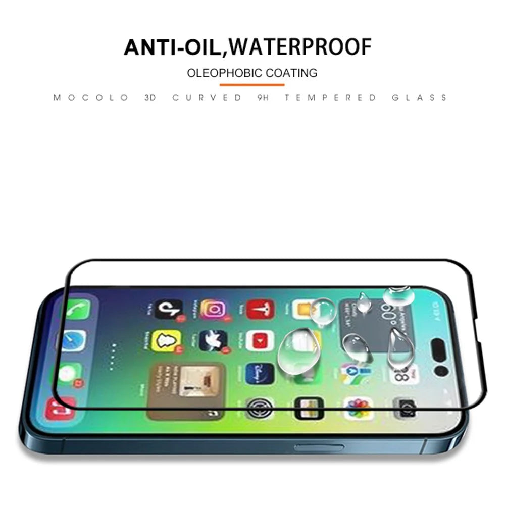 MOCOLO for iPhone 14 Pro 6.1 inch Anti-explosion Anti-wear 3D Curved Edges Screen Protector Full Covering HD Tempered Glass Film Full Glue - Black - 6