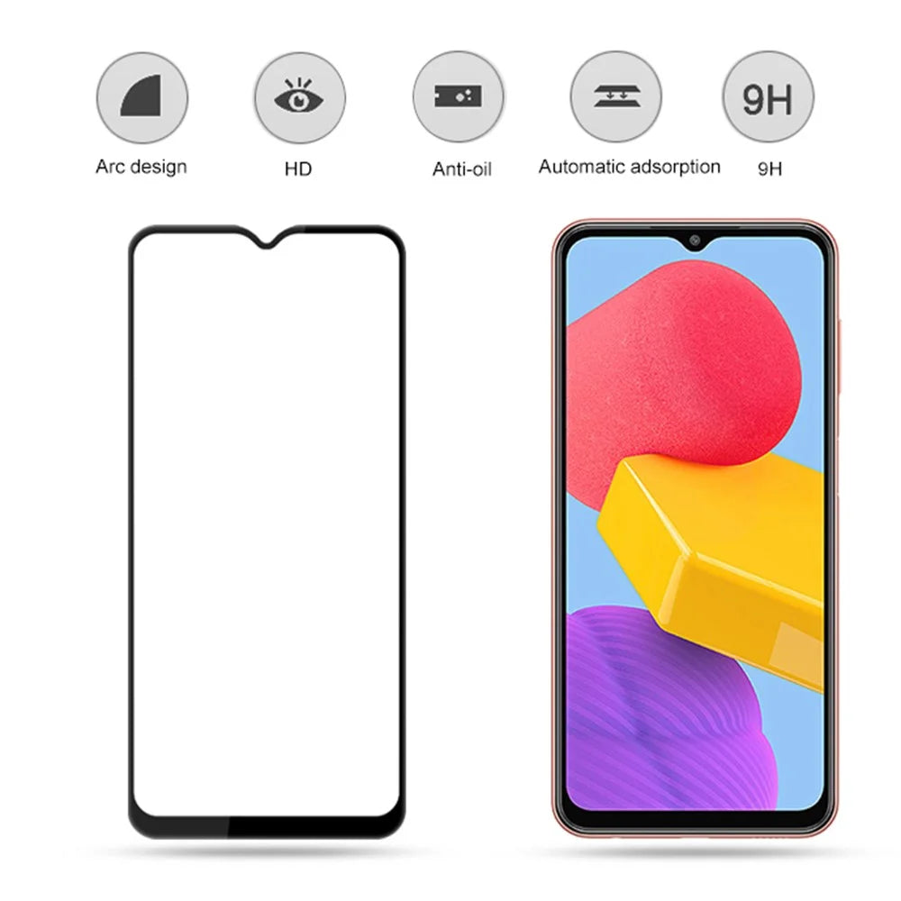 MOCOLO for Samsung Galaxy M13 4G Full Glue Silk Printing Full Screen Protector Anti-Fingerprint Ultra Clear Tempered Glass Film - Black - 2