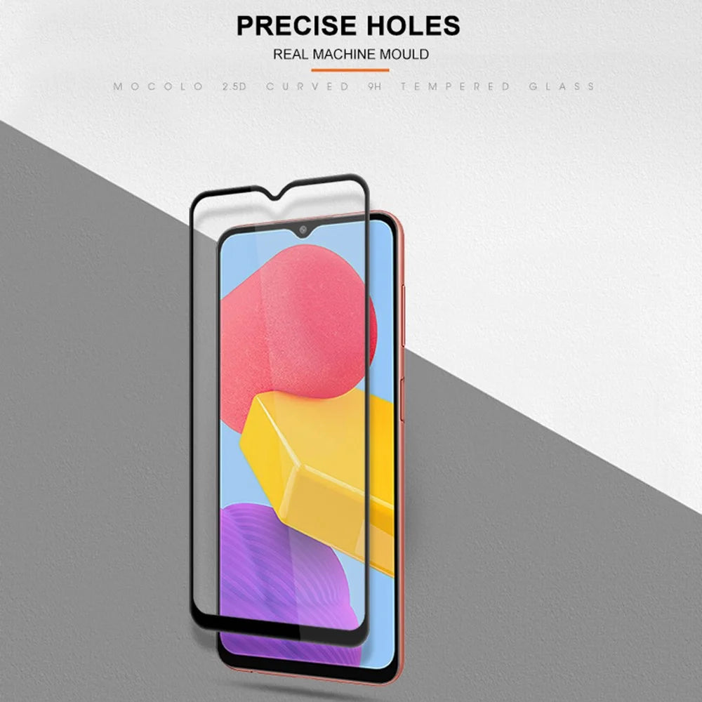 MOCOLO for Samsung Galaxy M13 4G Full Glue Silk Printing Full Screen Protector Anti-Fingerprint Ultra Clear Tempered Glass Film - Black - 5