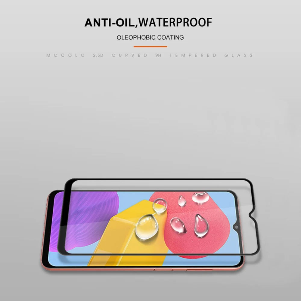 MOCOLO for Samsung Galaxy M13 4G Full Glue Silk Printing Full Screen Protector Anti-Fingerprint Ultra Clear Tempered Glass Film - Black - 6