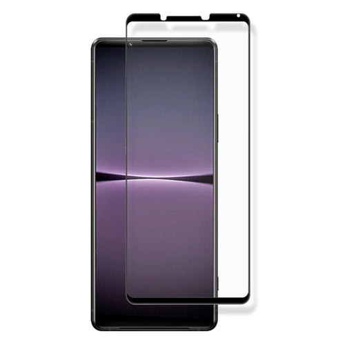 AMORUS for Sony Xperia 1 IV 5G Silk Printing Full Screen Oil-resistant Full Glue Secondary Strengthening Anti-wear Protective Film Black Edge Tempered Glass Screen Protector - Black - 1