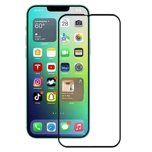 AMORUS For iPhone 14 Plus 6.7 inch Silk Printing Full Glue Tempered Glass Film, Secondary Strengthening Full Screen Protector - Black - 1