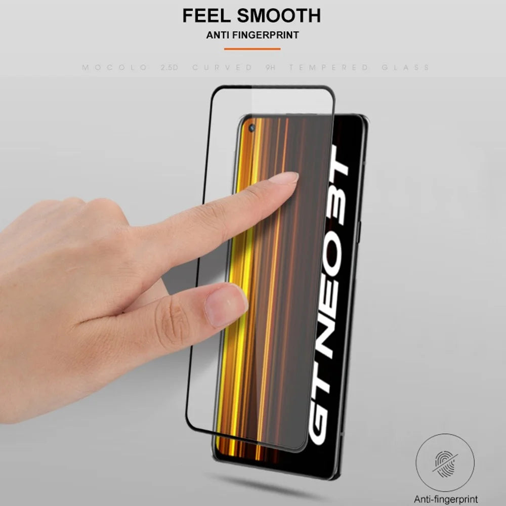 MOCOLO For Realme GT Neo 3T 5G Silk Printing Smooth Touch Tempered Glass Secondary Strengthening Full Glue Full Screen Protector Film - Black - 7