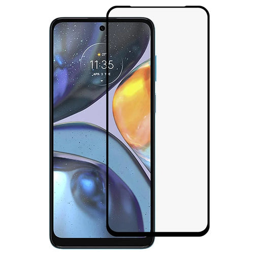 9D Tempered Glass Film for Motorola Moto G22 / Moto E32s 4G, Ultra Clear Silk Printing Side Glue Full Covering Screen Protector - 1