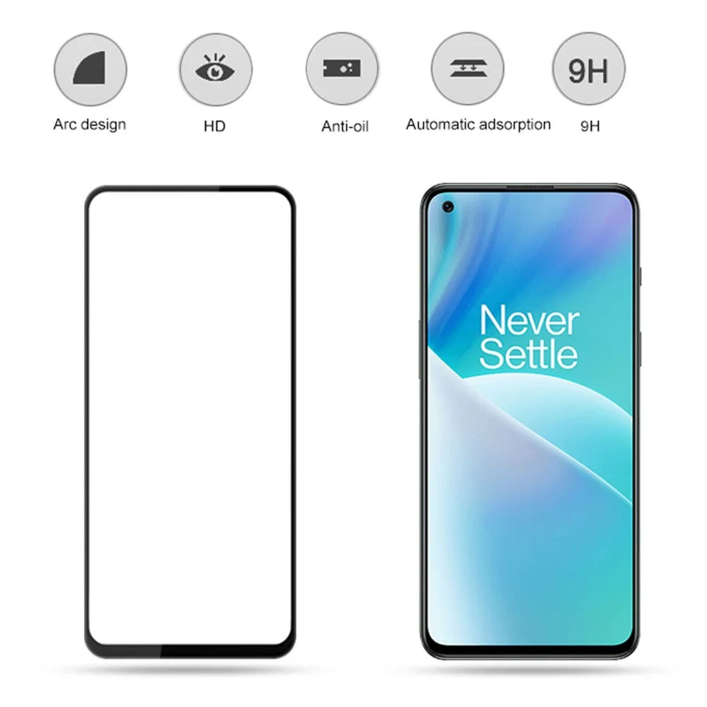 MOCOLO For OnePlus Nord / Nord 2 5G  / Nord 2T / Nord CE 5G Secondary Strengthening Anti-fingerprint Full Covering Silk Printing Full Glue Tempered Glass Phone Screen Protector - Black - 2